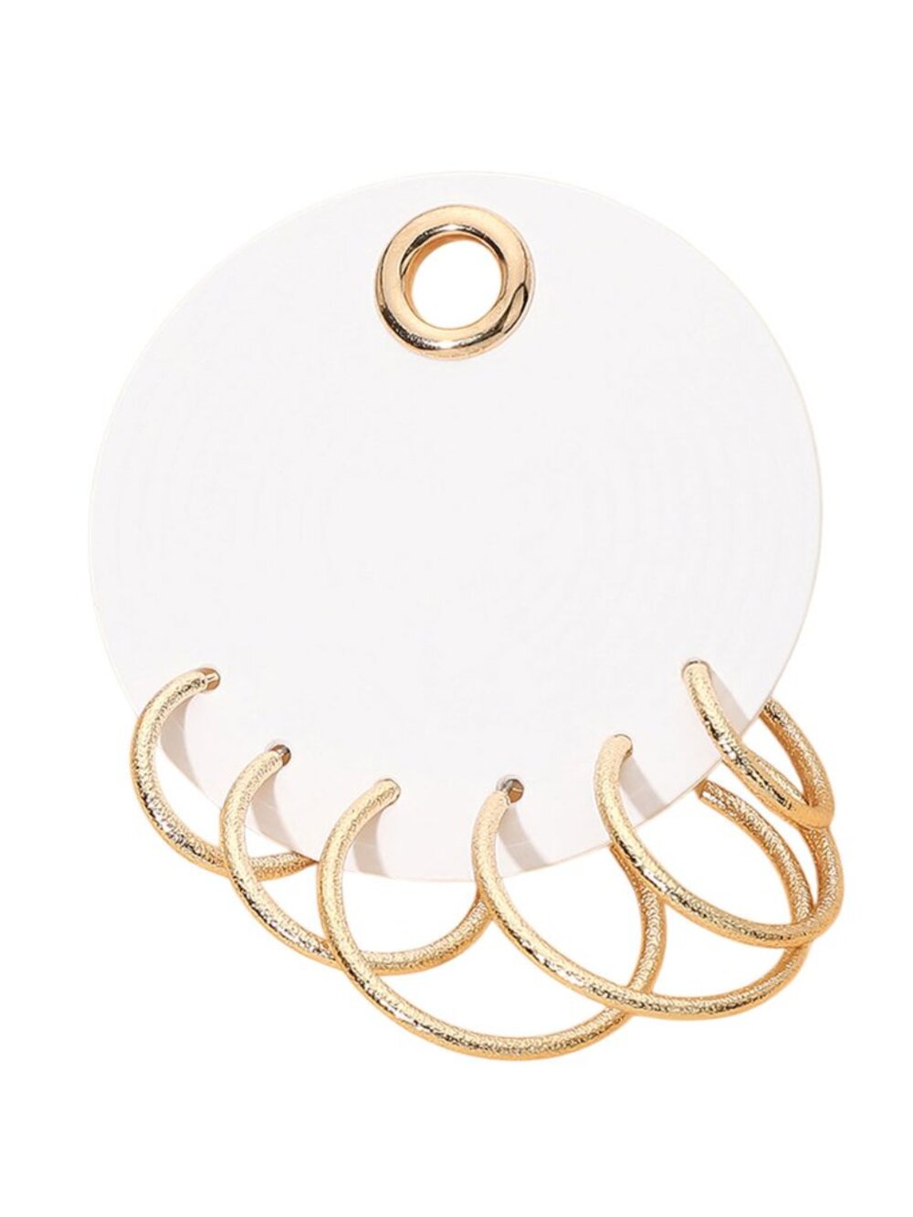 Tigerstars 3Pairs - Textured Gold Metal Hoop Earrings